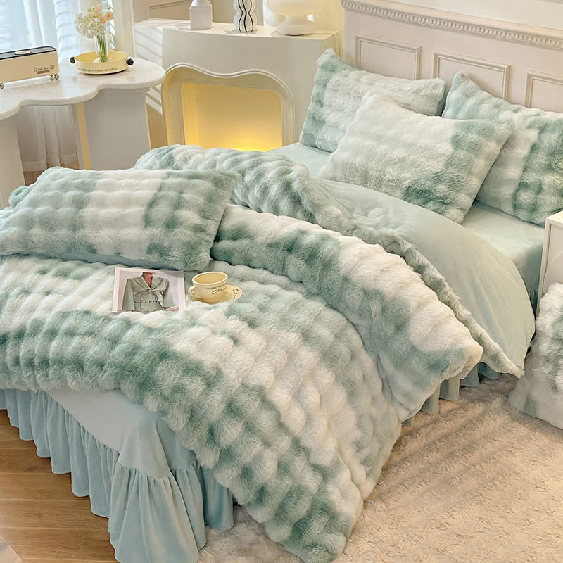 Flauschiges Fleece-Bettbezug-Bettwäscheset (4-teilig)