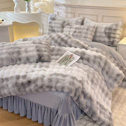 Flauschiges Fleece-Bettbezug-Bettwäscheset (4-teilig)