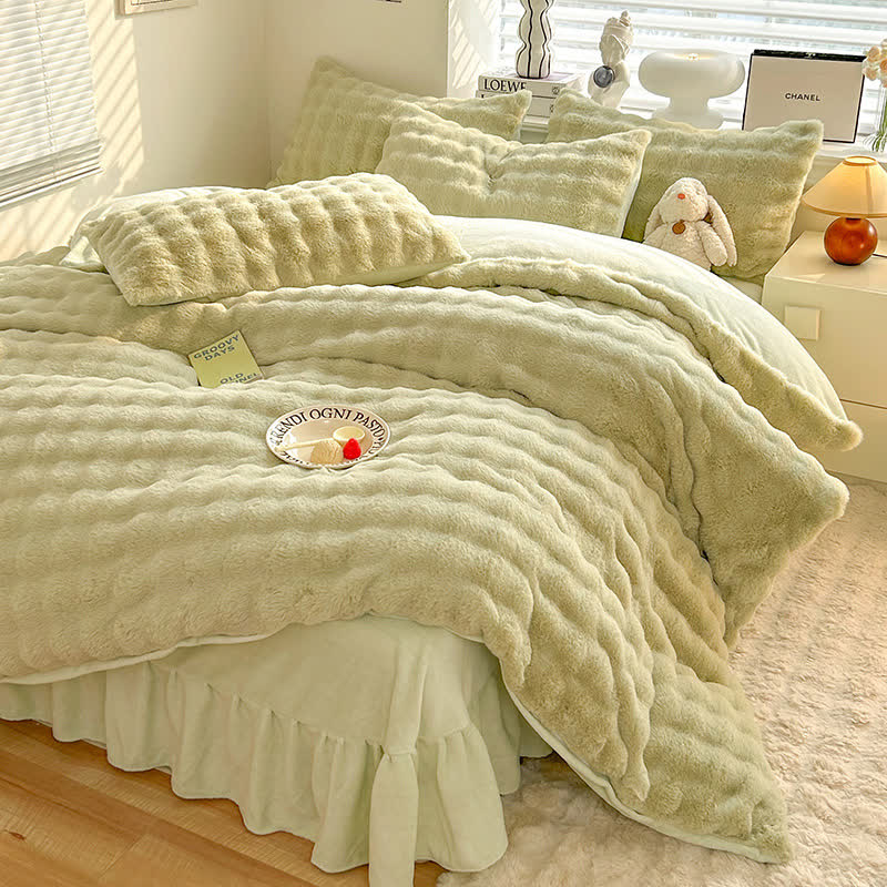 Flauschiges Fleece-Bettbezug-Bettwäscheset (4-teilig)