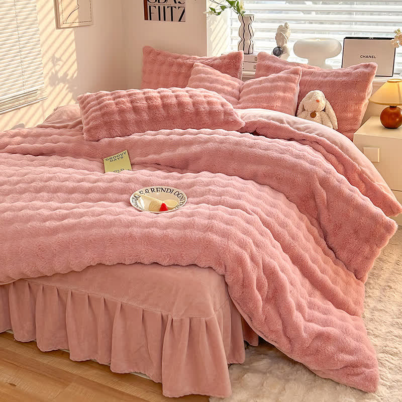 Flauschiges Fleece-Bettbezug-Bettwäscheset (4-teilig)