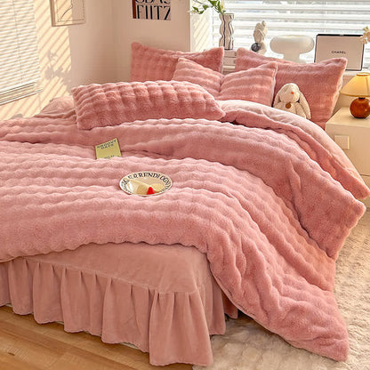 Flauschiges Fleece-Bettbezug-Bettwäscheset (4-teilig)