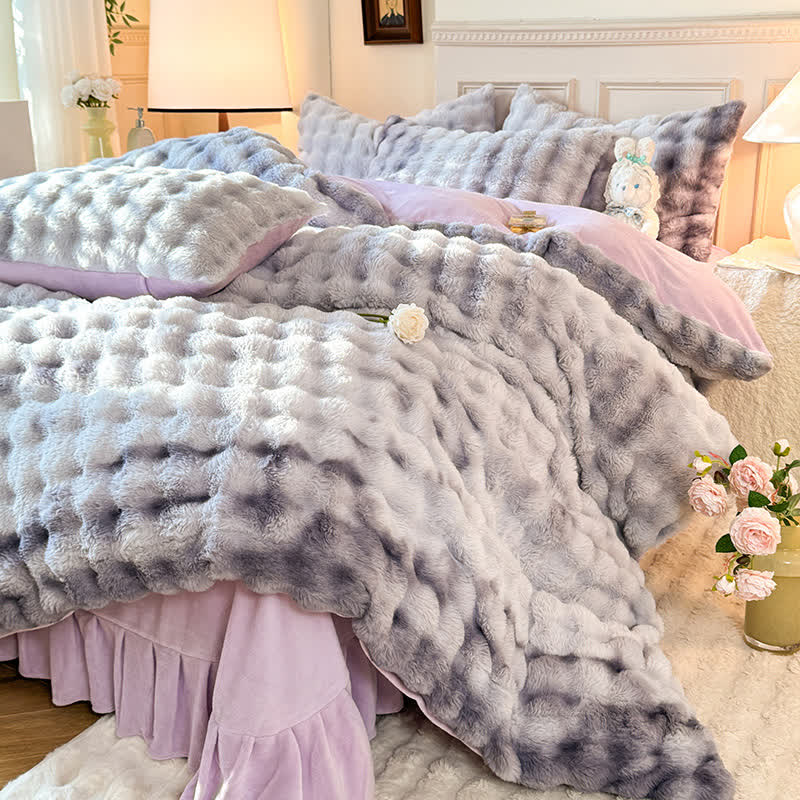 Flauschiges Fleece-Bettbezug-Bettwäscheset (4-teilig)