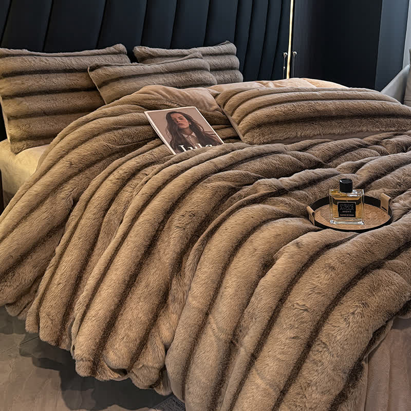Luxuriöses Vintage-Bettwäscheset aus Plüschfleece (4-teilig) - image 3