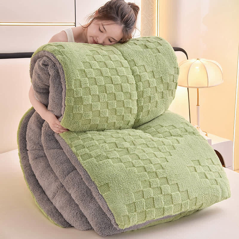 Warme Winter-Sherpa-Decke mit Steppkern - Grasgrün - 220 cm x 240 cm - image 16