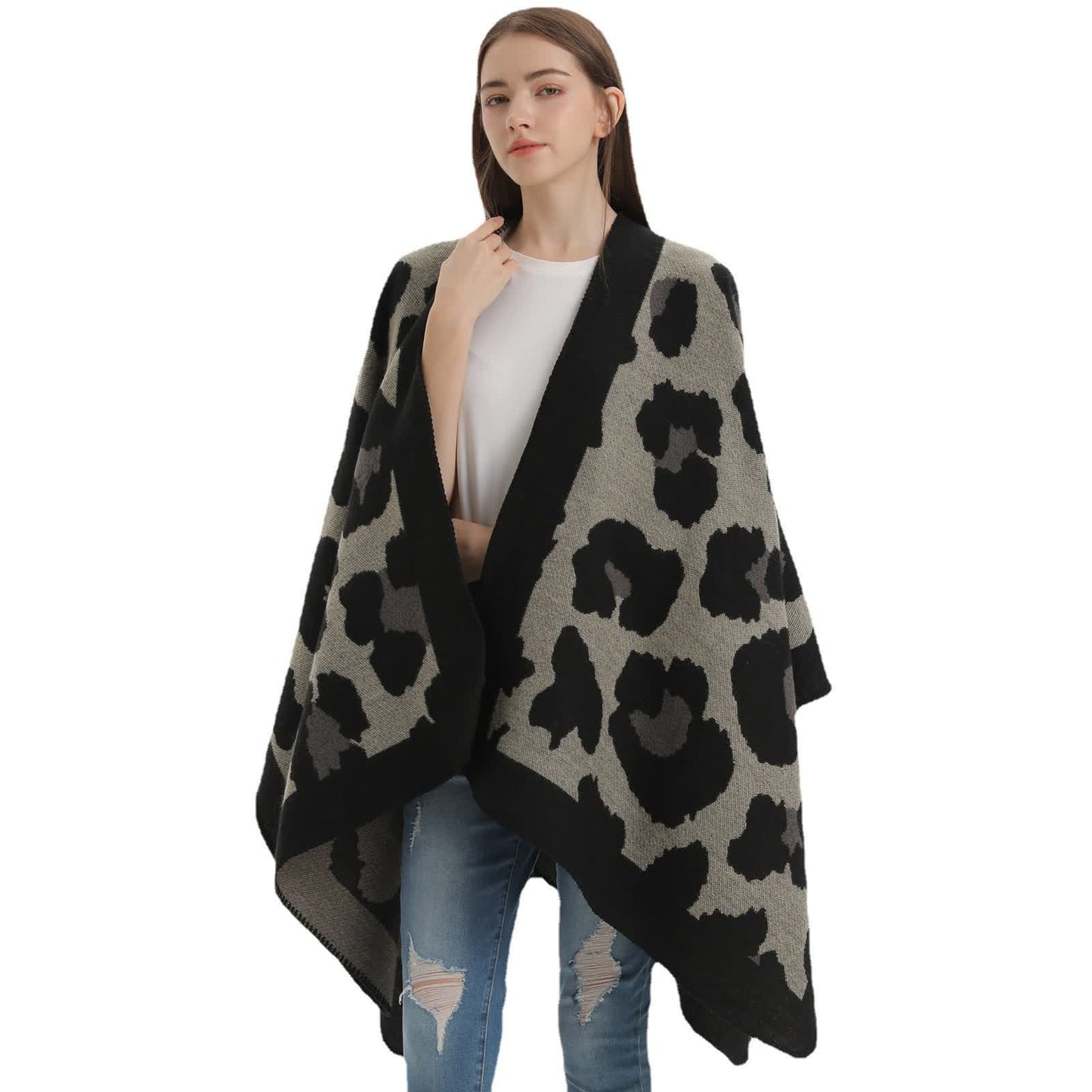 Moderner Schalumhang aus Acryl mit Leopardenmuster