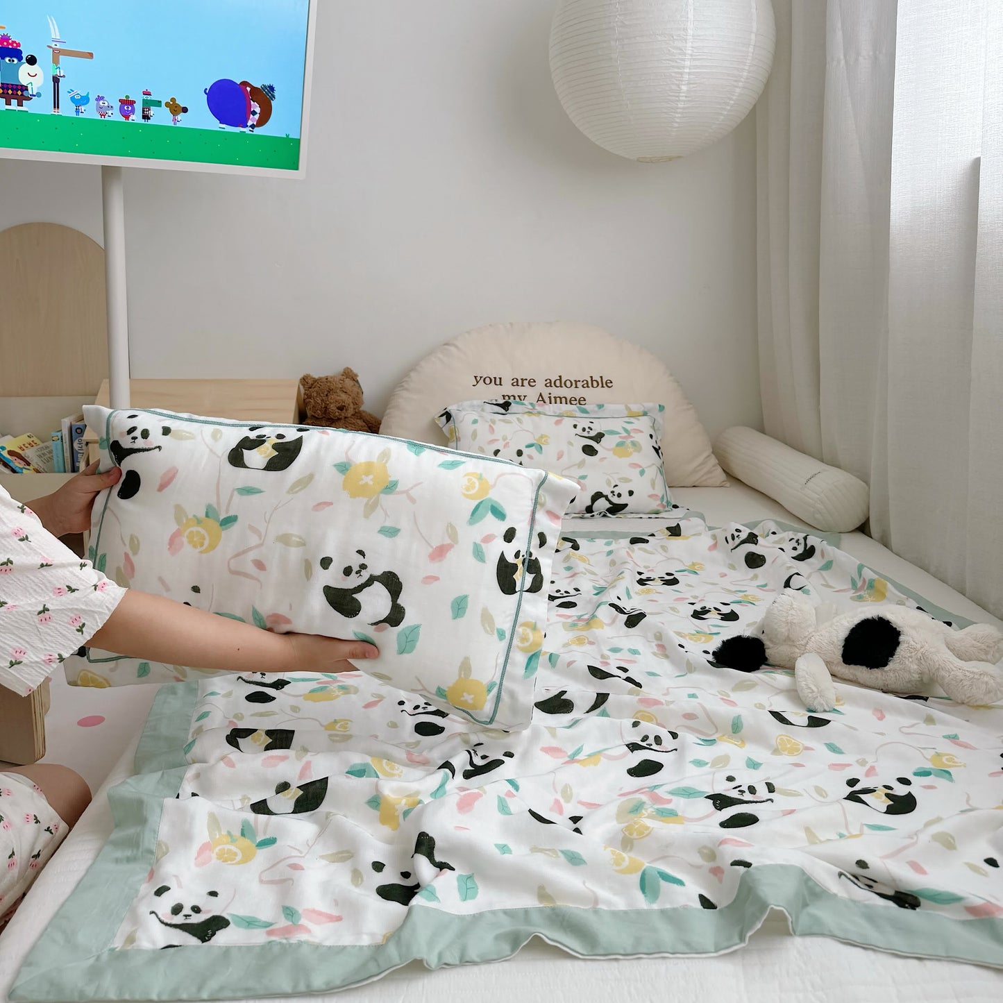 Panda-Steppdecke aus Bambusfaser für Babys und Kleinkinder