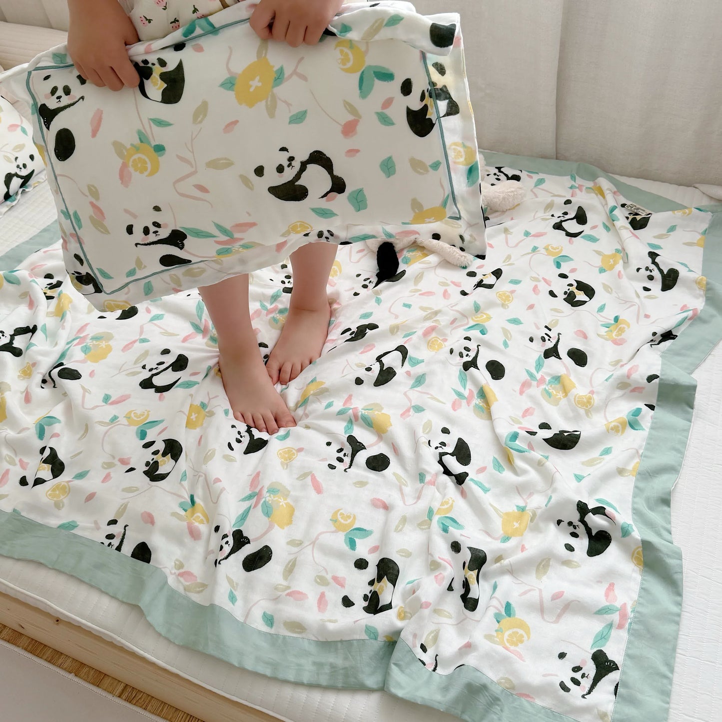 Panda-Steppdecke aus Bambusfaser für Babys und Kleinkinder