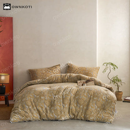 Warme Steppdecke aus Jacquard-Baumwolle mit Vintage-Blumenmuster