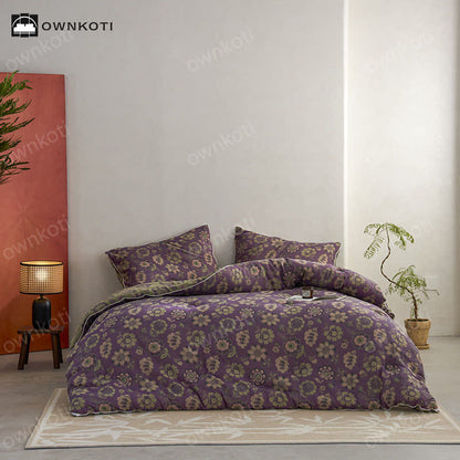 Elegante Wendesteppdecke aus Jacquard-Baumwolle mit Blumenmuster