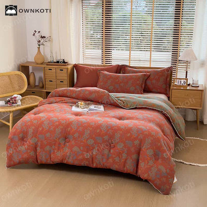 Warme Baumwolldecke im Retro-Blumen-Jacquard-Stil