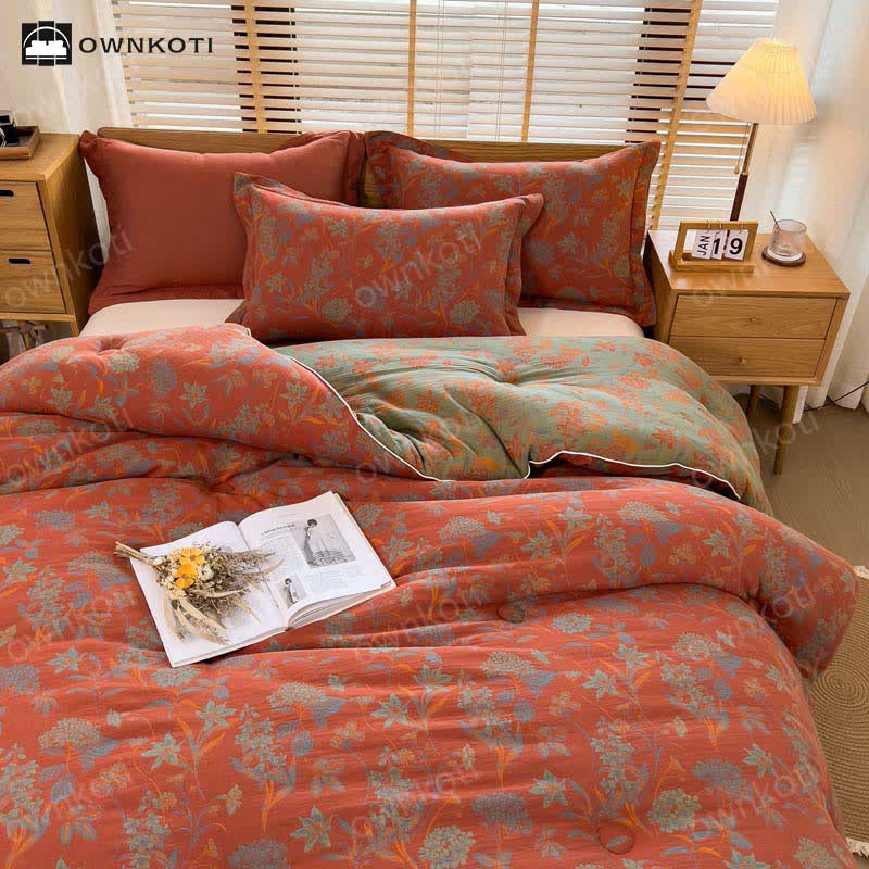 Warme Baumwolldecke im Retro-Blumen-Jacquard-Stil
