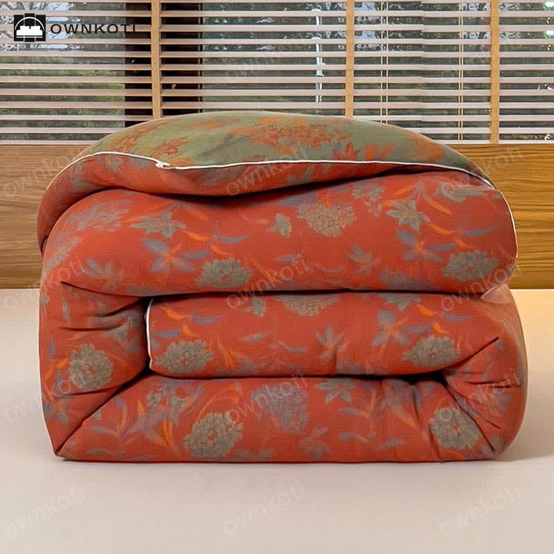 Warme Baumwolldecke im Retro-Blumen-Jacquard-Stil