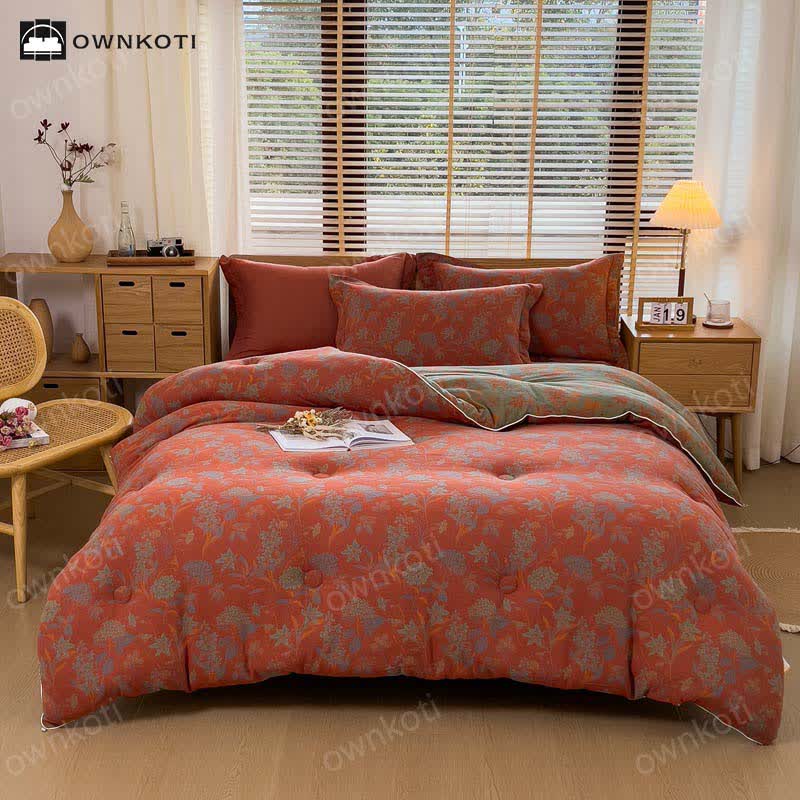Warme Baumwolldecke im Retro-Blumen-Jacquard-Stil