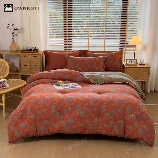Warme Baumwolldecke im Retro-Blumen-Jacquard-Stil