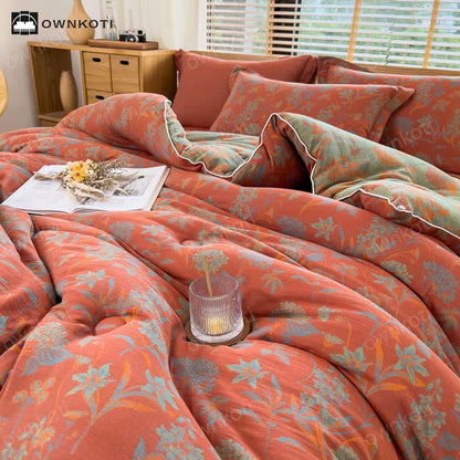 Warme Baumwolldecke im Retro-Blumen-Jacquard-Stil