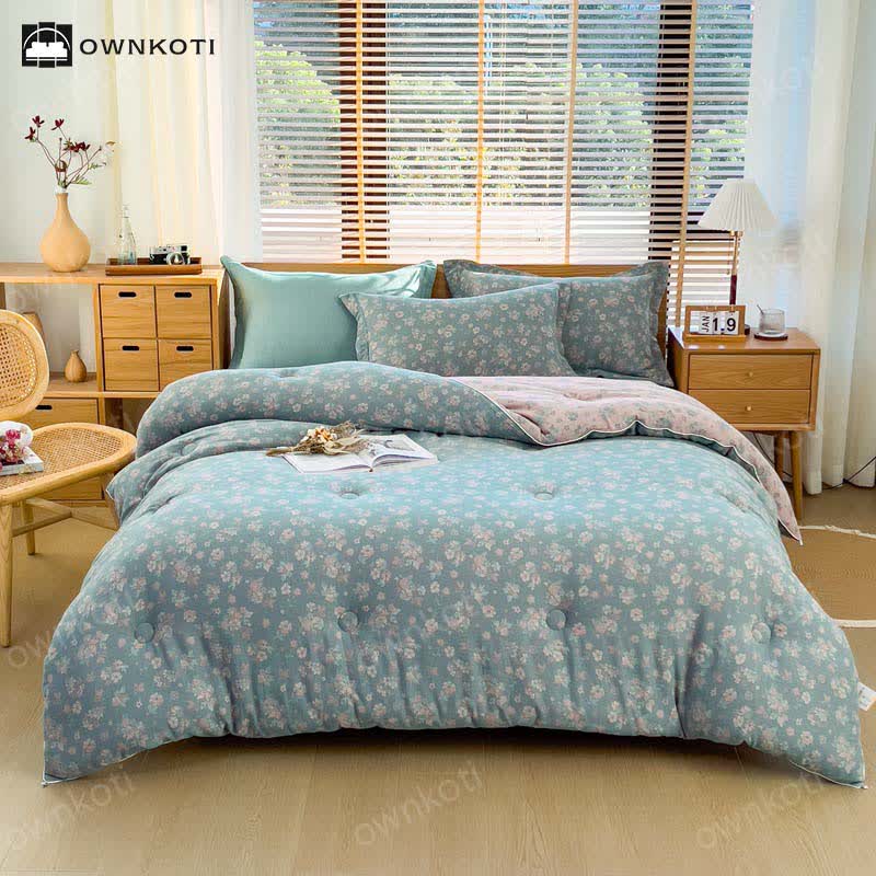Jacquard Refresh Baumwollsteppdecke mit Blumenmuster