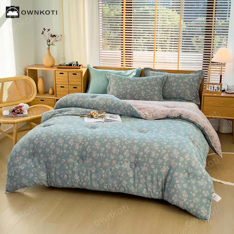 Jacquard Refresh Baumwollsteppdecke mit Blumenmuster