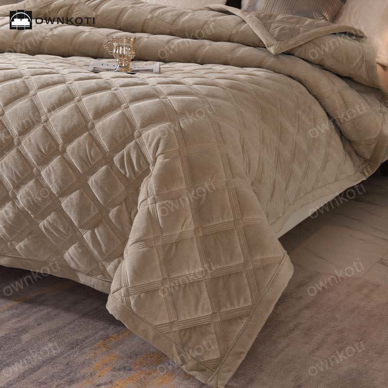 Weiche Steppdecke mit einfarbiger Rautenstruktur - image 10