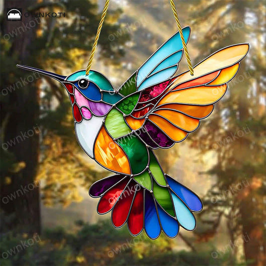 Bunter Vogel aus Acryl zum Aufhängen am Fenster