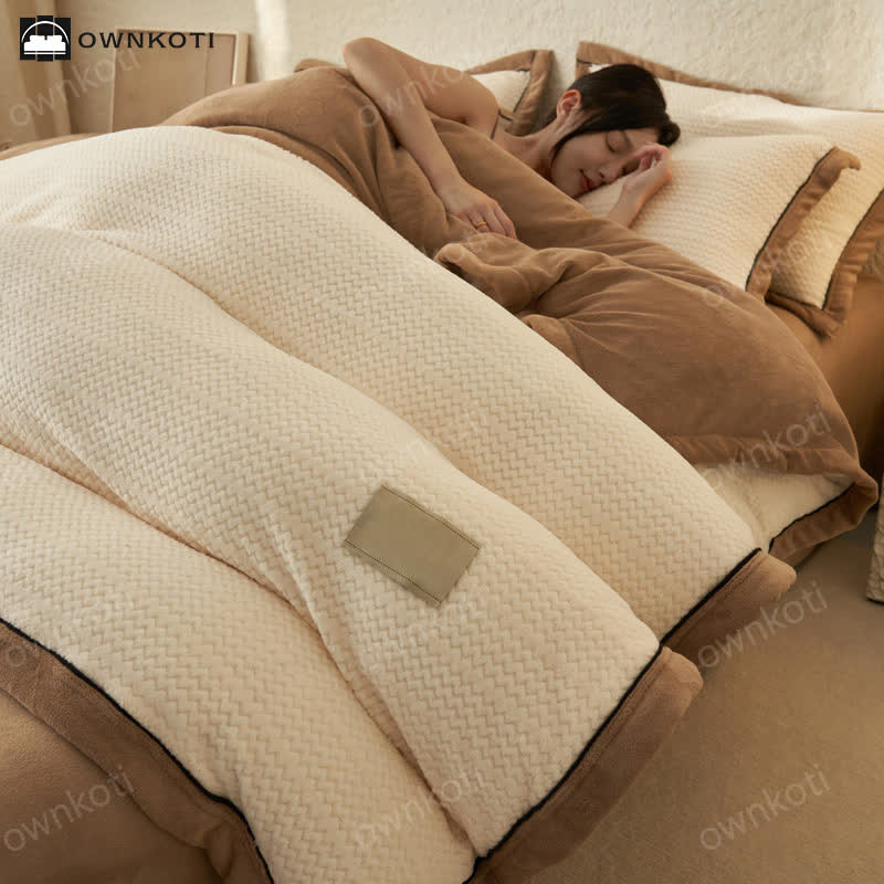 Weiches Winter-Bettbezug-Bettwäscheset (4-teilig) - Käse Weiß - 200cm x 230cm+230cm x 250cm+48cm x 74cm x 2  - image 0