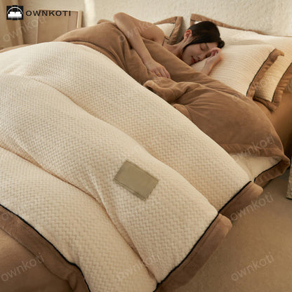 Weiches Winter-Bettbezug-Bettwäscheset (4-teilig) - Käse Weiß - 200cm x 230cm+230cm x 250cm+48cm x 74cm x 2  - image 0