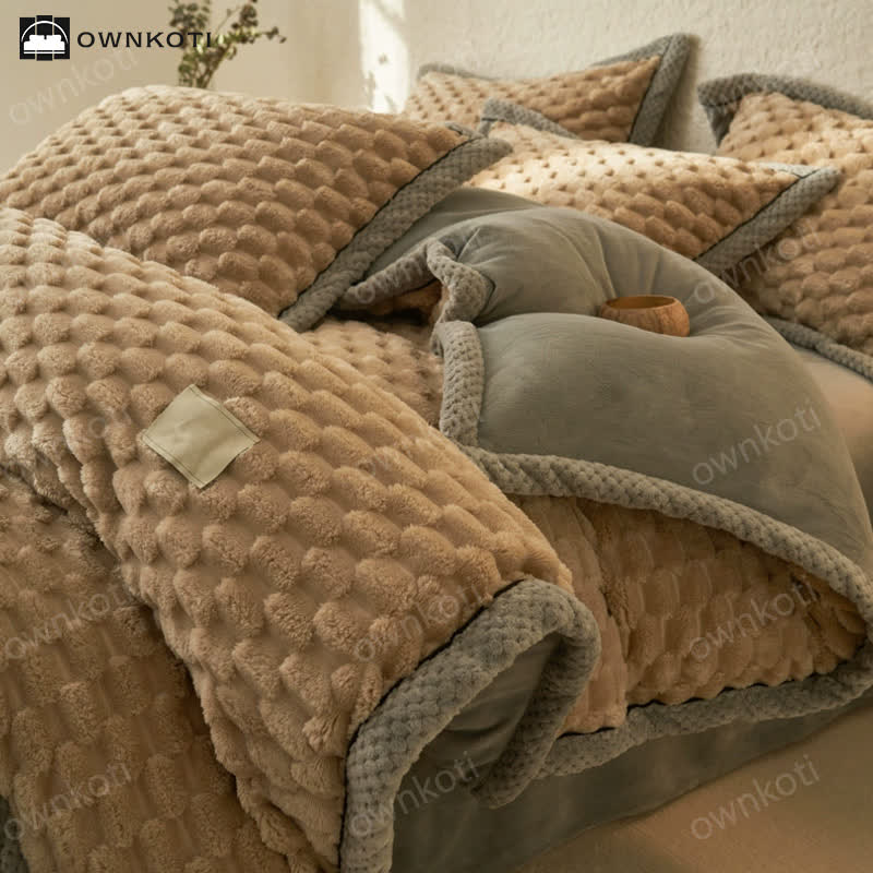 Weiches Flanell-Bettbezug-Bettwäscheset (4-teilig)