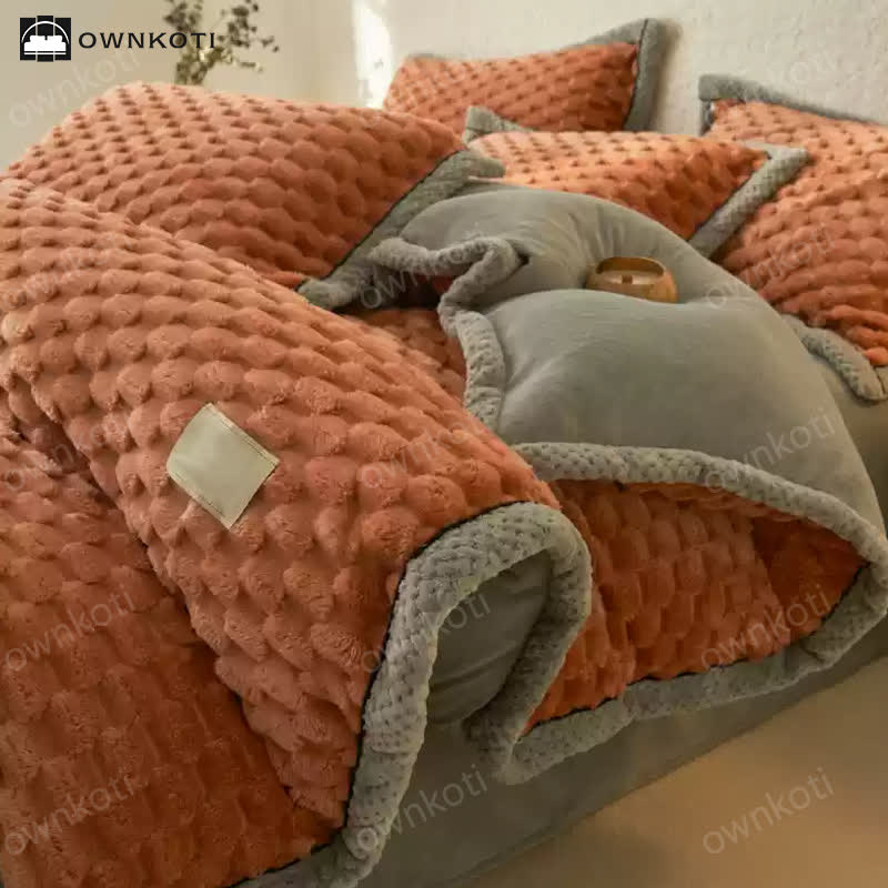 Weiches Flanell-Bettbezug-Bettwäscheset (4-teilig)