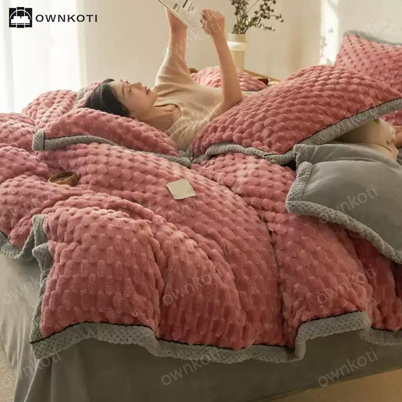 Weiches Flanell-Bettbezug-Bettwäscheset (4-teilig)