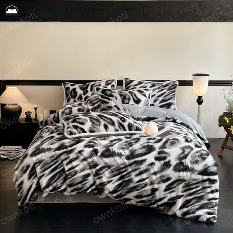 Warmes Bettwäscheset aus weichem Flanell mit Leopardenmuster (4-teilig)