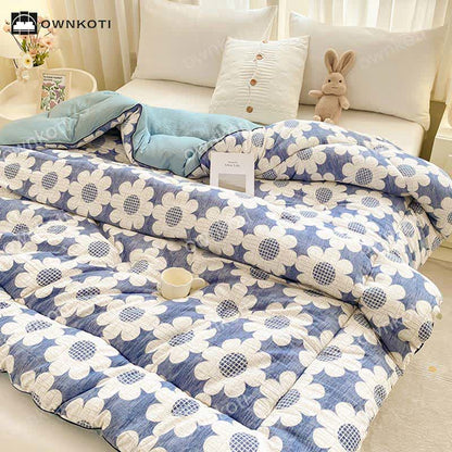 Refresh Flower Warme Steppdecke aus gewaschener Baumwolle