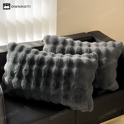 Moderne, einfarbige Fleece-Kissenbezüge (2 Stück)