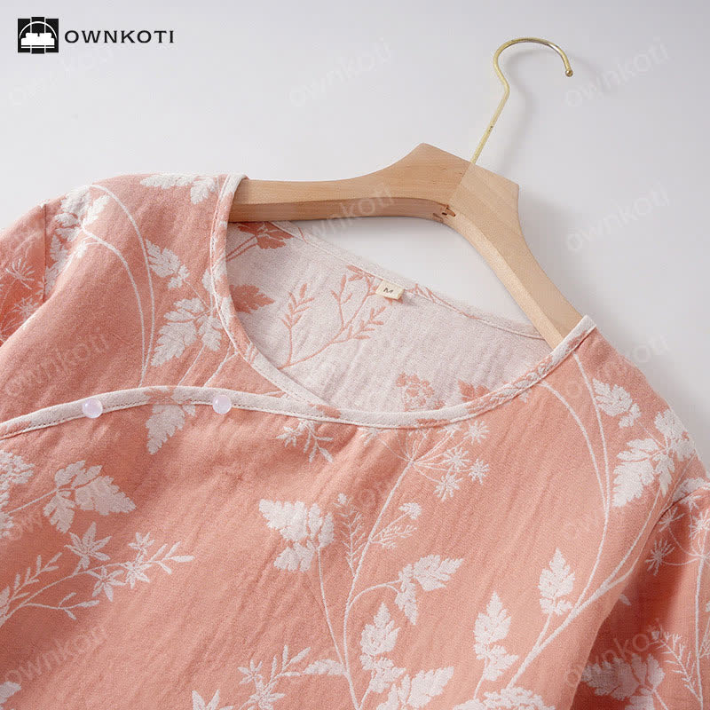 Jacquard-Pyjama-Set aus reiner, garngefärbter Baumwolle