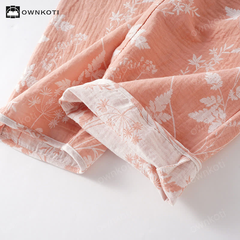 Jacquard-Pyjama-Set aus reiner, garngefärbter Baumwolle
