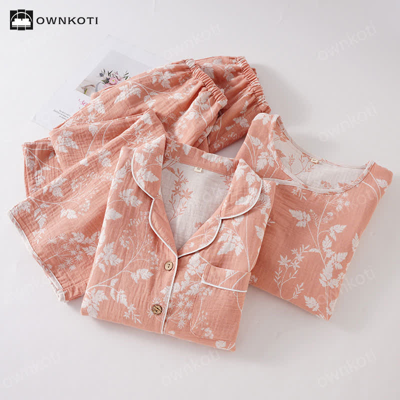 Jacquard-Pyjama-Set aus reiner, garngefärbter Baumwolle