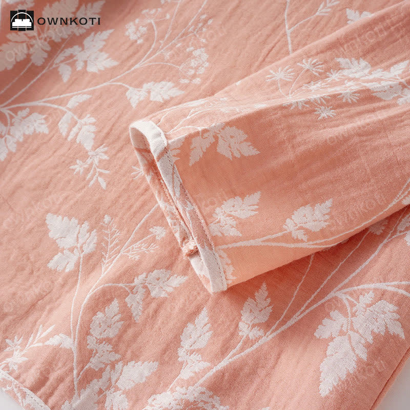 Jacquard-Pyjama-Set aus reiner, garngefärbter Baumwolle