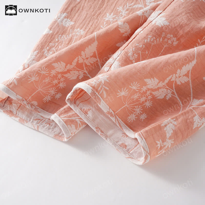 Jacquard-Pyjama-Set aus reiner, garngefärbter Baumwolle