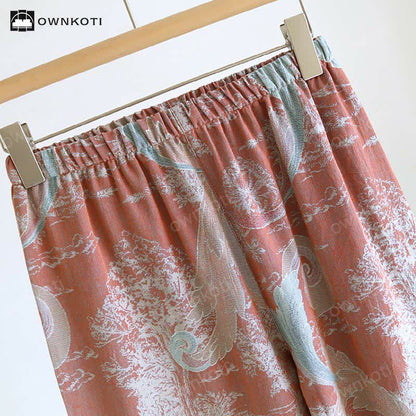 Retro-Pyjama-Set aus Baumwollgaze für Paare
