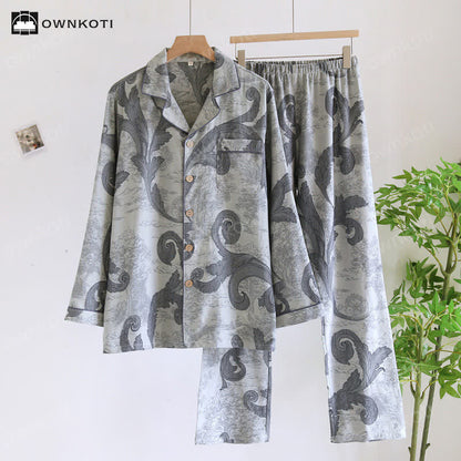 Retro-Pyjama-Set aus Baumwollgaze für Paare
