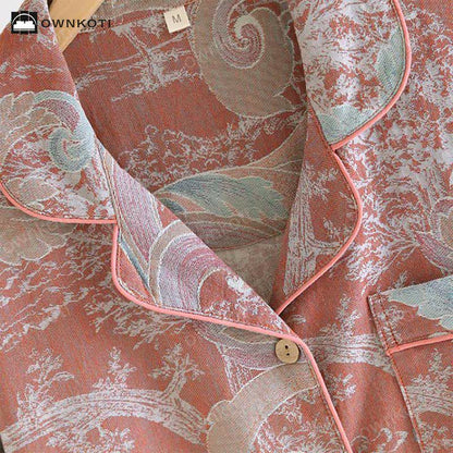Retro-Pyjama-Set aus Baumwollgaze für Paare