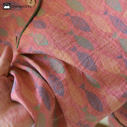 Pyjama-Set aus Baumwollgaze mit Jacquard-Fischmuster
