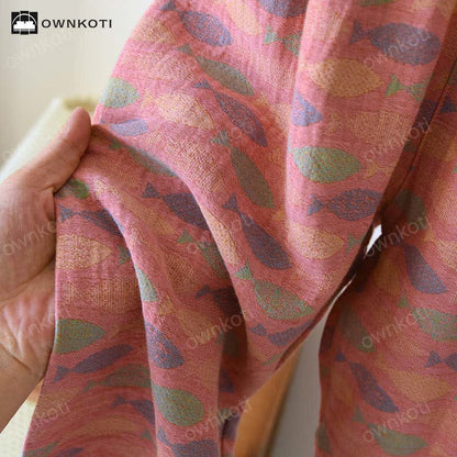 Pyjama-Set aus Baumwollgaze mit Jacquard-Fischmuster