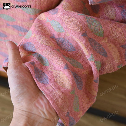 Pyjama-Set aus Baumwollgaze mit Jacquard-Fischmuster