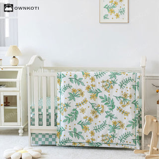 Bettwäscheset für Kinderbett mit Blumenmuster aus reiner Baumwolle (3-teilig)