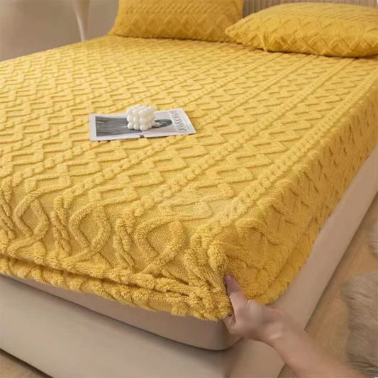 Einfarbiges Spannbettlaken aus Fleece mit Rautenstruktur