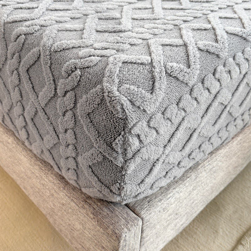 Einfarbiges Spannbettlaken aus Fleece mit Rautenstruktur