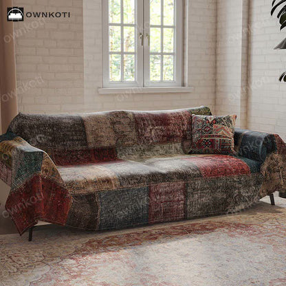 Patchwork-Sofaschoner im Retro-Exotik-Stil