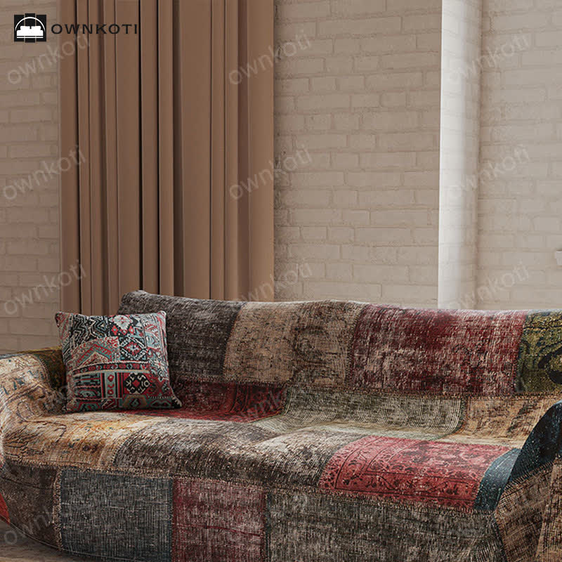 Patchwork-Sofaschoner im Retro-Exotik-Stil