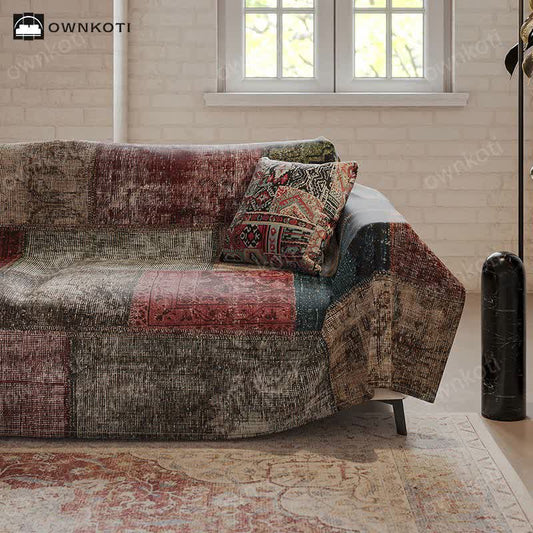 Patchwork-Sofaschoner im Retro-Exotik-Stil