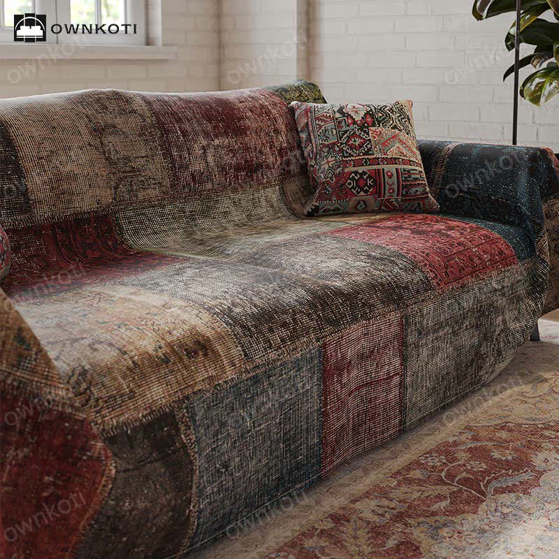 Patchwork-Sofaschoner im Retro-Exotik-Stil