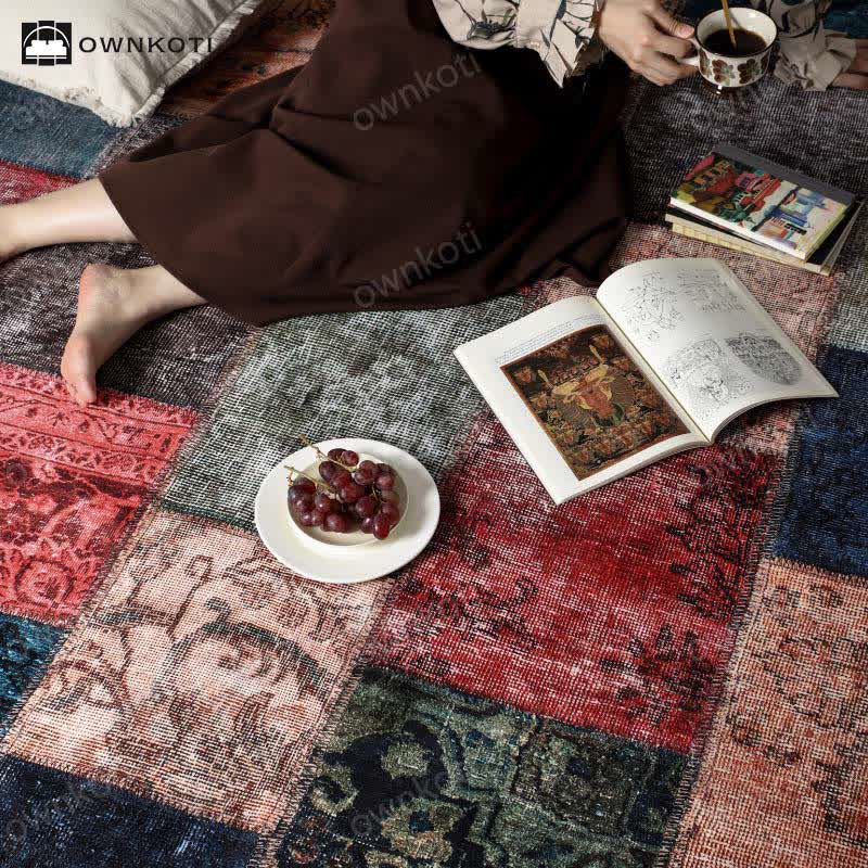 Rutschfester Vintage-Patchwork-Teppich